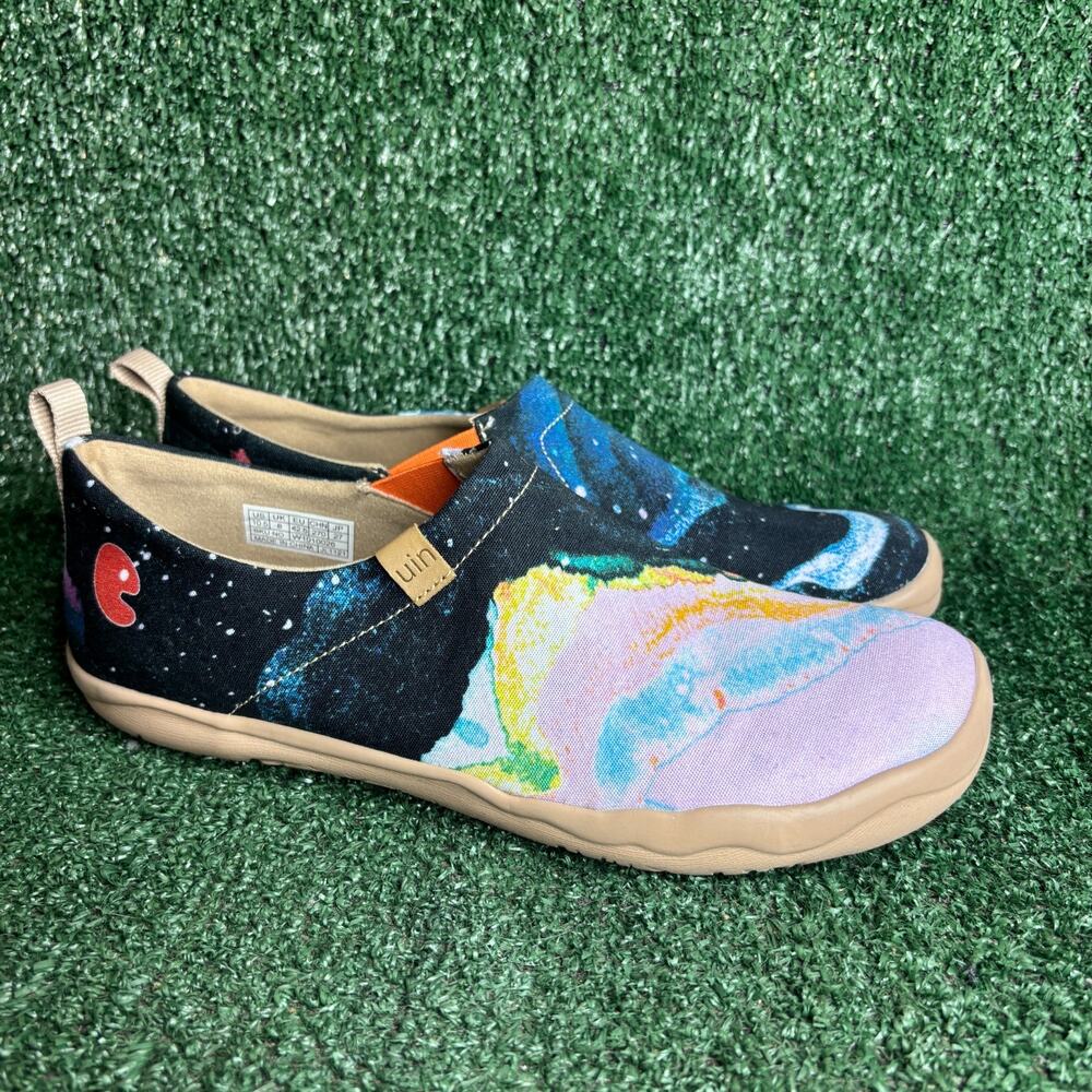 UIN Slip On Shoes Walking Canvas Art Galaxy Space Travel Multi Womens Size 10.5